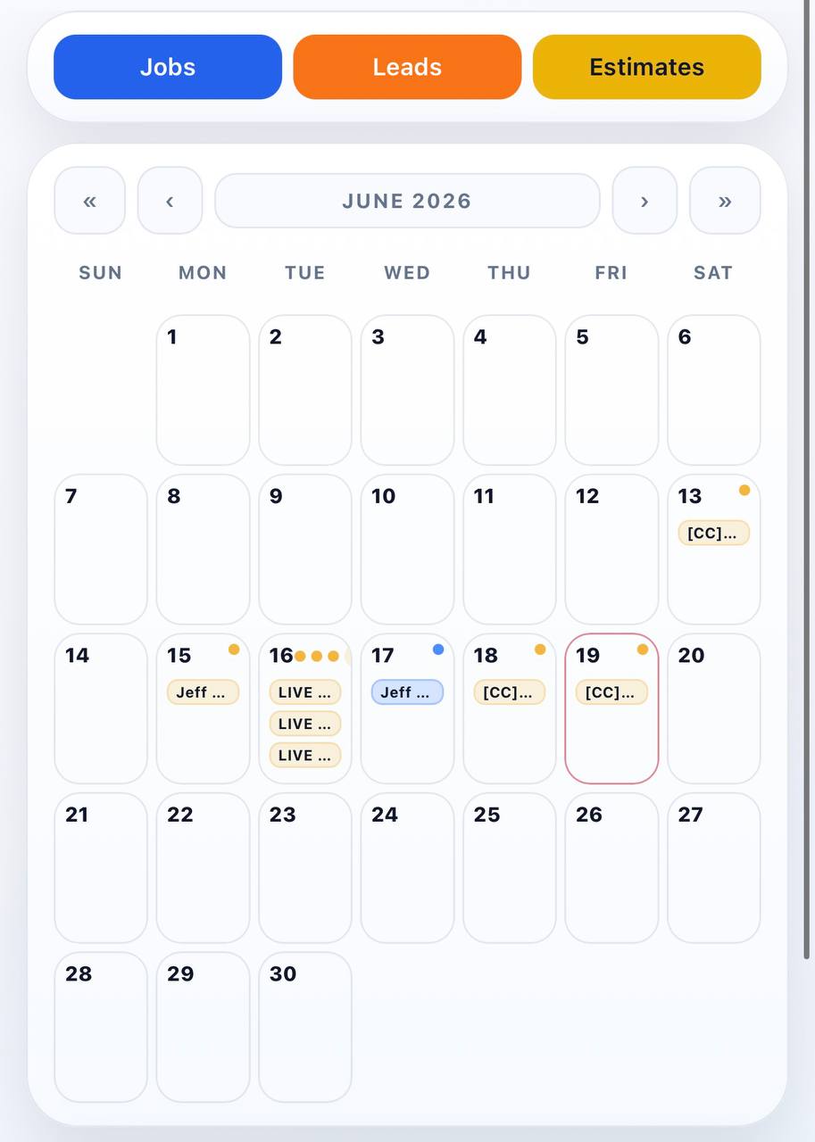 ControlAxis monthly calendar view